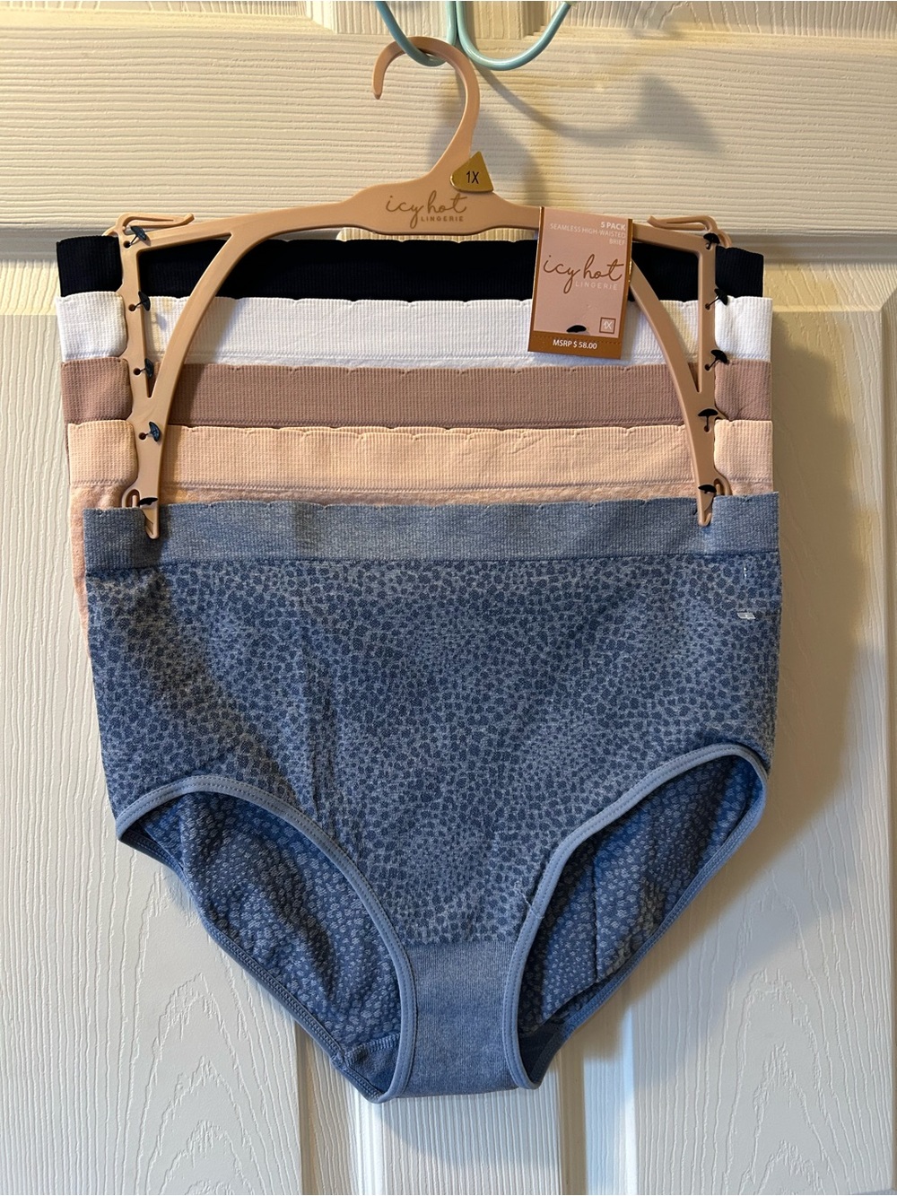 Icy Hot Lingerie 1X Women's 5-Pack Seamless High-Waist Briefs NWT